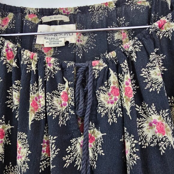 Ralph Lauren Denim & Supply Sz S Floral Peasant Blouse Gauze Boho Top Tassels - Picture 3 of 11